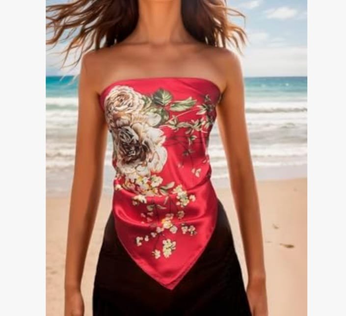 Lenco Flor Cetim Bandana Top Echarpe Faixa - Imagem 4