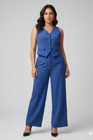 Conjunto Colete Calca Alfaiataria Social Reta Plus Size