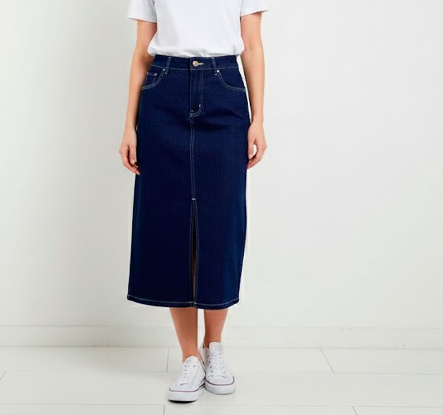 SAIA FEMININA MIDI JEANS - - Imagem 2