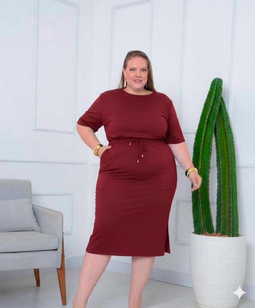 Conjunto Moletinho Feminina De Saia E Blusa Manga Curta