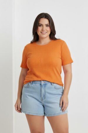 BLUSA PLUS SIZE  MANGA CURTA BASICA FEMININA LUNENDER 00412