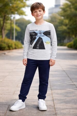 CONJUNTO BLUSAO GOLA REDONDA  COM CALCA SEM PUNHO