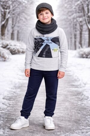 CONJUNTO BLUSAO GOLA REDONDA  COM CALCA SEM PUNHO