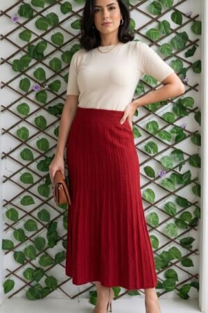 Saia Trico Longa Elegante Feminina Giuliana Marques Tam M