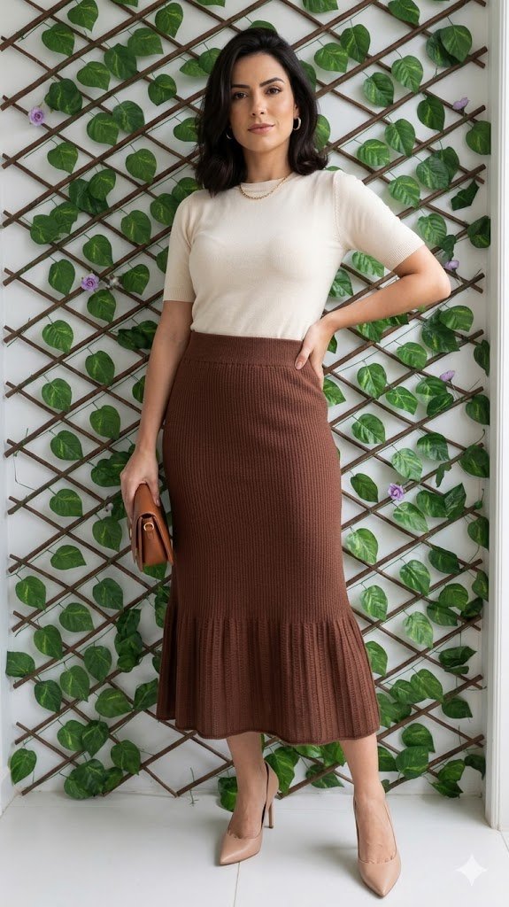 Saia Longa Tricot Modal Feminina Giuliana Marques