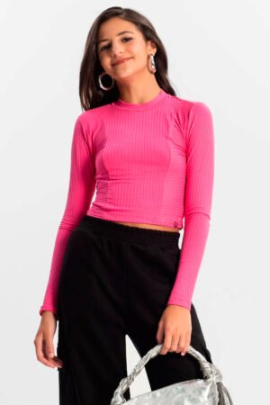 CROPPED MANGA LONGA CANELADO MINTY - M00335