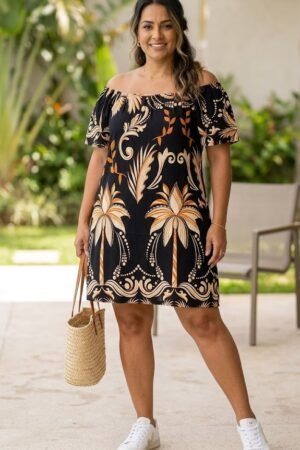 Vestido araras /flores curto