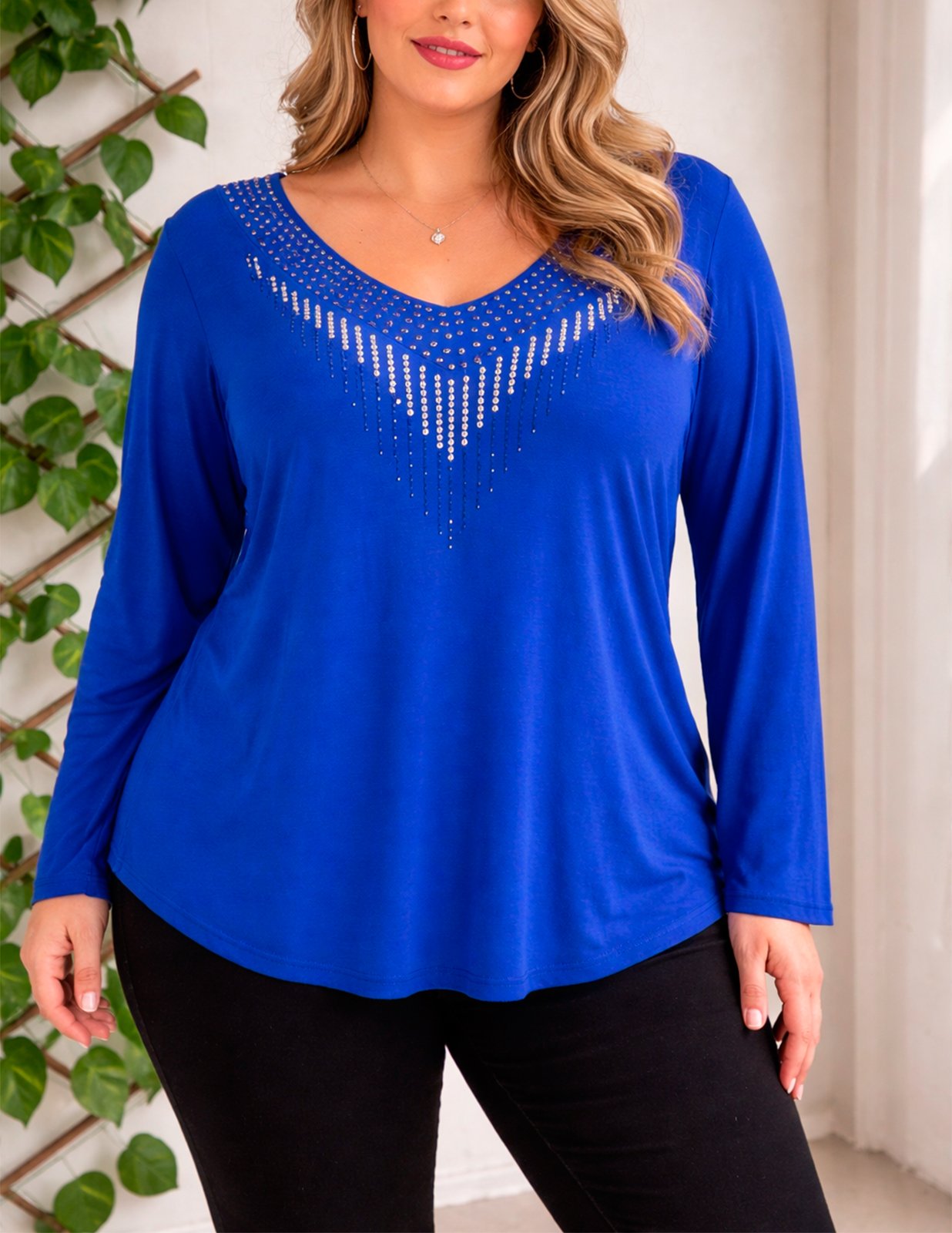 BLUSA MANGA LONGA FEMININA PLUS SIZE SAPO VERDE - Imagem 2