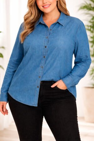 CAMISA JEANS FEMININA PLUS SIZE LUNENDER - 20866