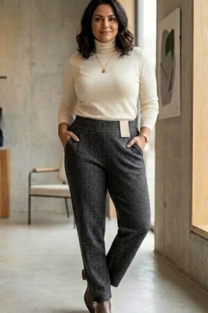 Calca Feminina Plus Size TWEED Cos Bolsos Frente 417