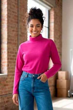 BLUSA  COM GOLA ALTA  DE SOFT FEMENINA