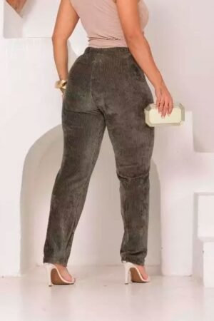 CALCA VELUDO COTELE PERNA LARGA RETA SENHORA FRIO INVERNO DIA A DIA MODA