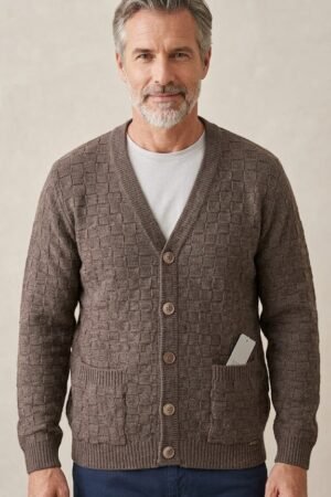 Casaco Masculino Trico Trabalhado Com Botoes  DLAFIORI  VERDE G