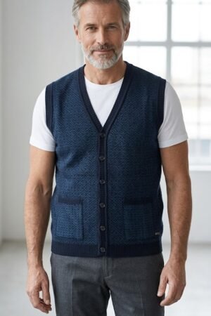 Sueter colete masculino gola V botao colete tricotado sem mangas cardiga Y