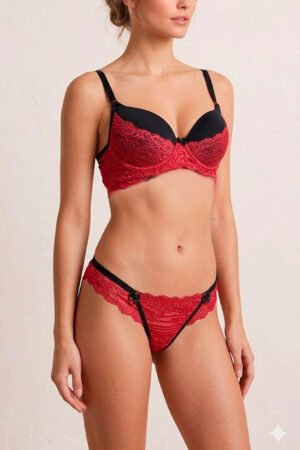 CONJUNTO LINGERIE BICOLOR MICROF E FIO RENDA FEMINIS - 30016900