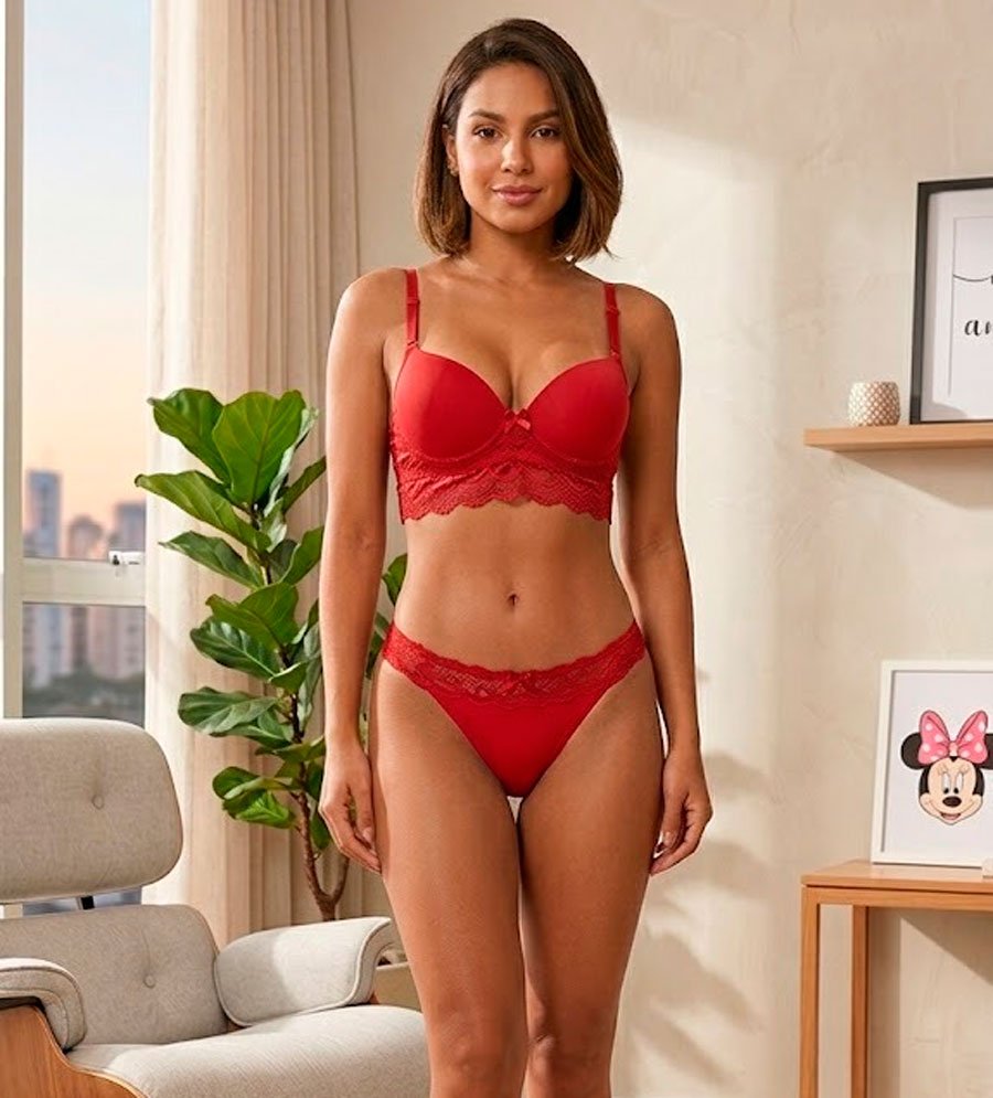 CONJUNTO LINGERIE MICROFIBRA C/FIO COMFORTO FEMINIS 30021200 PRETO 40