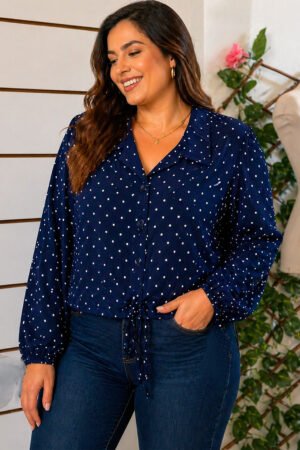 BLUSA FEMININA LINHOPLUS SIZE C/AMARRACAO GISELY CINFECCOES