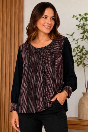 BLUSA MANGA 3/4 MALHA VENECCIA POA CONFECCOES LILIAN - 10621
