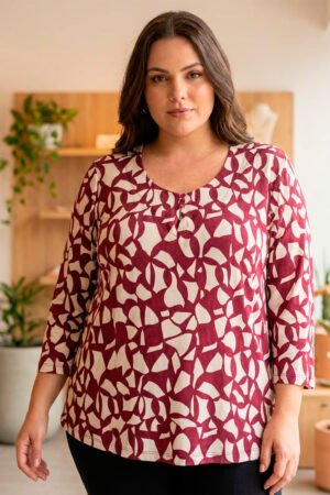 BLUSA MANGA 3/4 MALHA LYCRA CONFECCOES LILIAN - 12312