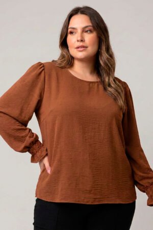 BLUSA FEMININA MANGA DRAPEADA