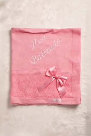 MANTA MICLELLE BABY ARAN BORDADO 80X80 TRICO ROSA