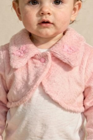 BOLERO EM PELO  MENINA PLANETA ROSA