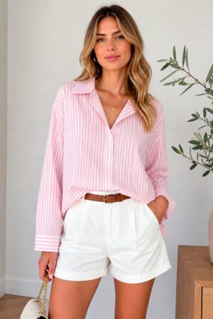 CAMISA FEMININA LISTRADA TURINI MODAS