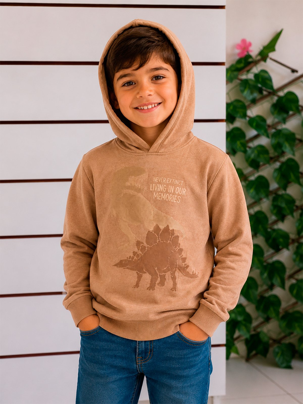 BLUSAO MOLETOM INFANTIL C/CAPUZ DINO ROVI KIDS