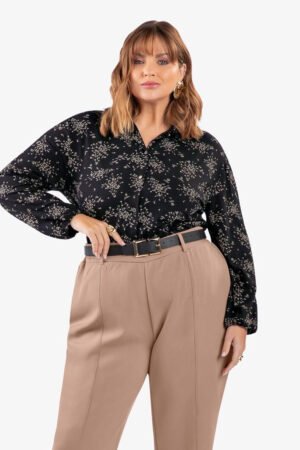 Camisa Manga Longa Estampada Plus Size Secret Glam S02070