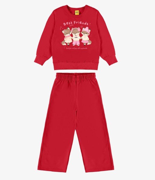 Conjunto Com Calca Wide Leg Moletom Felpado infantil Rovi Kids 3147621 - Imagem 9