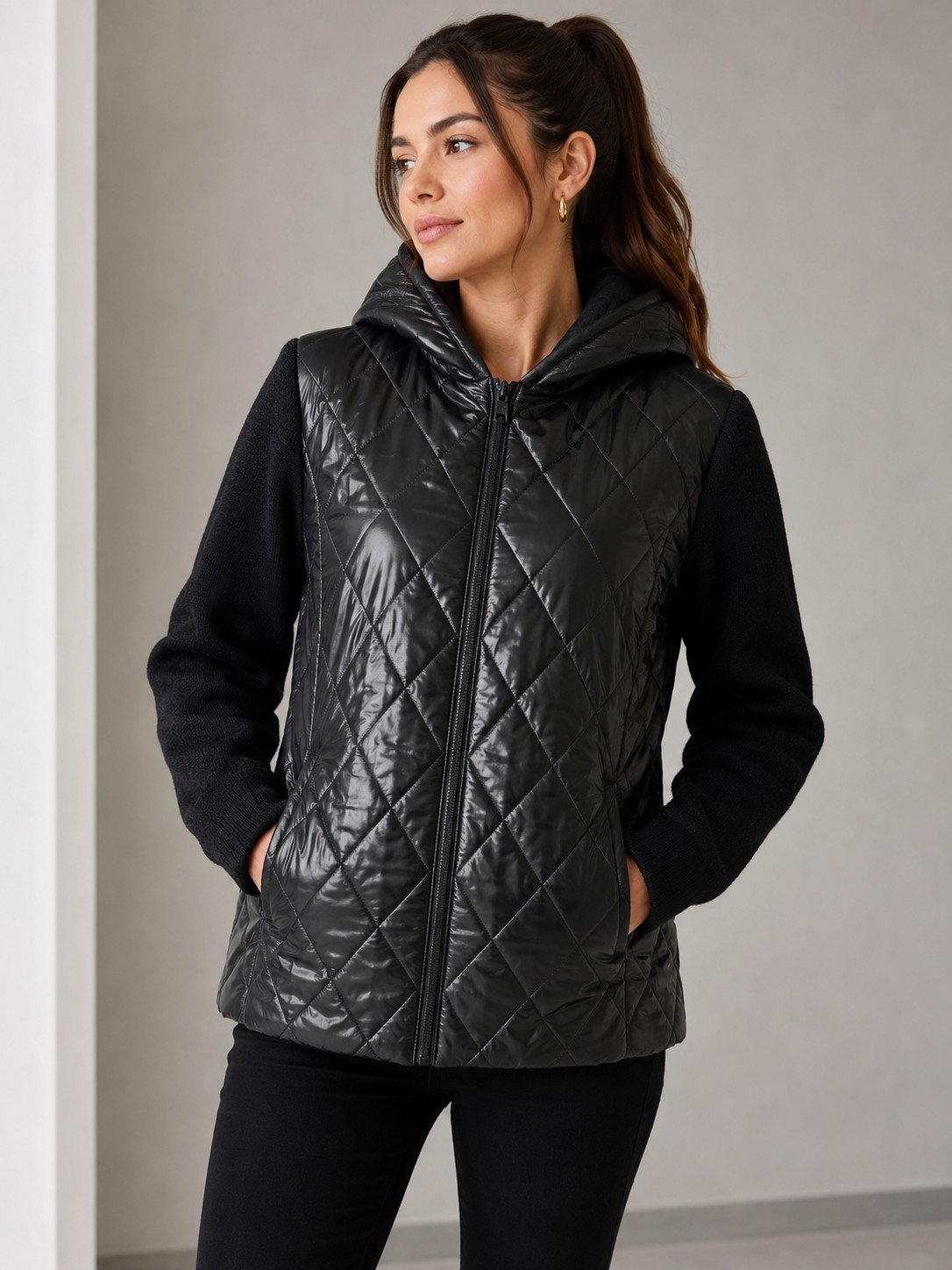 Jaqueta Nylon Matelasse/ malha 017579 ANSELMI