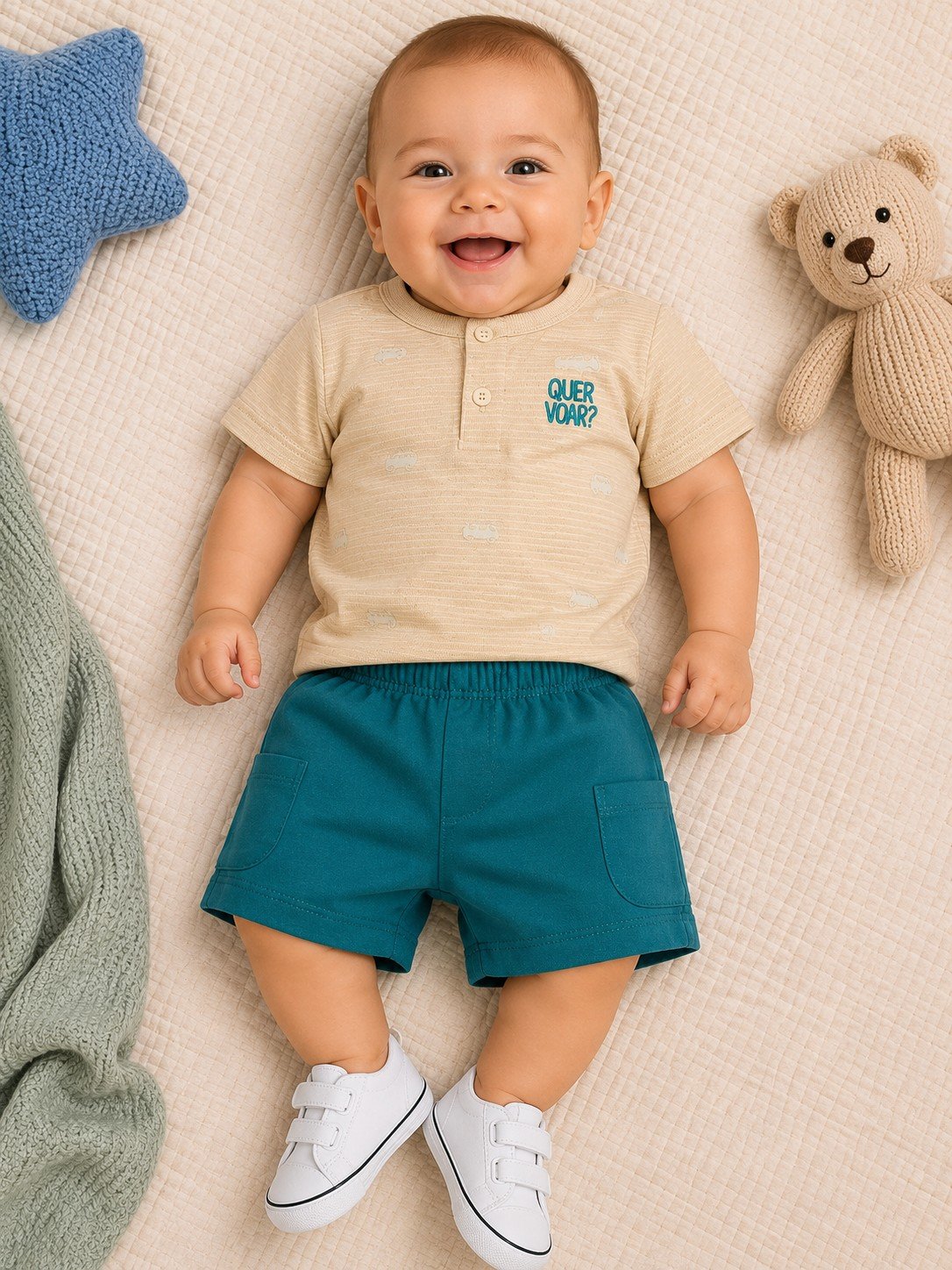 CONJUNTO BEBE CAMISETA POLO E BERMUDA TRICK NICK - 1027500