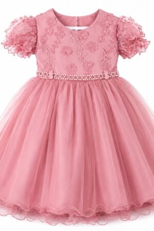 Vestido Infantil Menina Bonita Tule Bordado e Strass