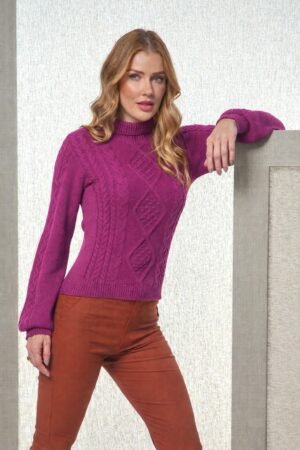 Blusa Modal Turim Manga Ampla com Gola Alta - GM 1603 - Tam M