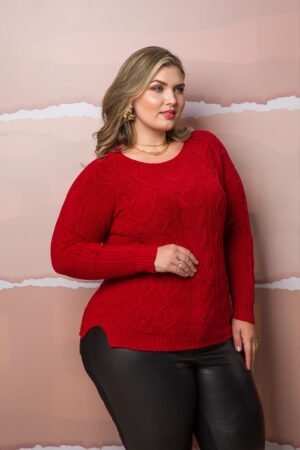 Blusa Tricot Manga Longa com Fendas Laterais 1383