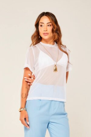 BLUSA MANGA CURTA TULE FEMININA GeB BROS