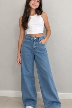 CALCA JEANS WIDE LEG JUVENIL JUJU BANDEIRA - 151849